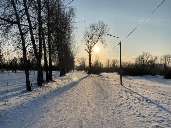 Прогулка зимним солнечным днём по&nbsp;острову Татышев